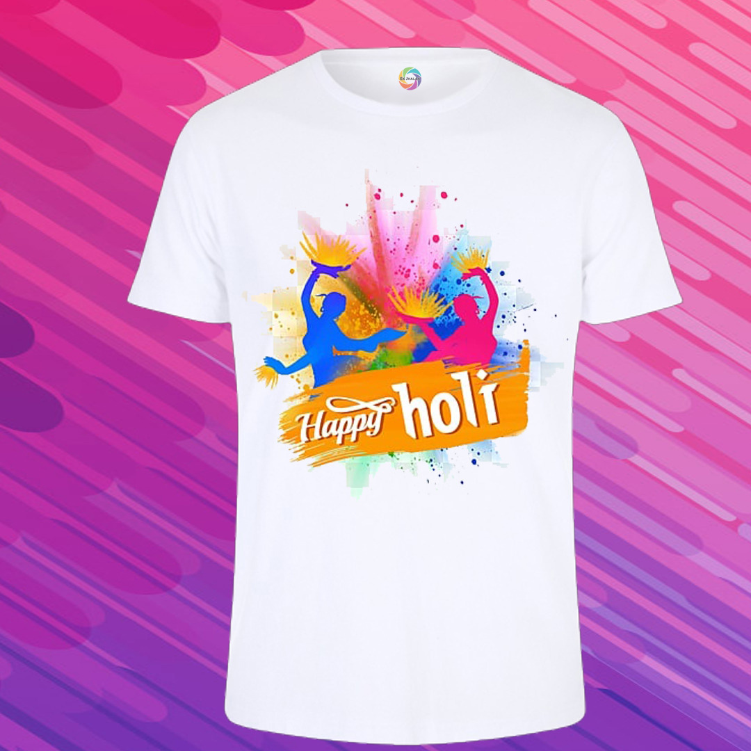 Holi Special Polyester Printed T-Shirt